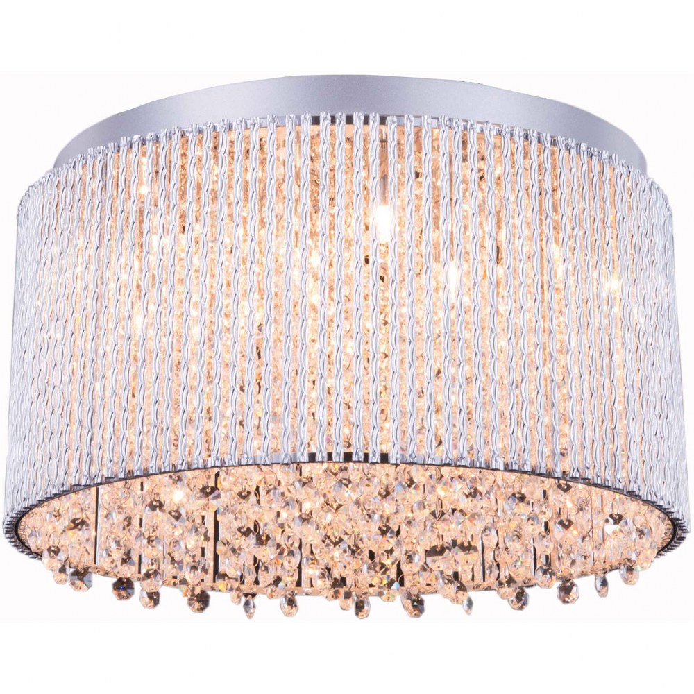 Elegant Lighting-V2092F16C/RC-Influx - Ten Light Flush Mount   Chrome Finish with Clear Royal Cut Crystal