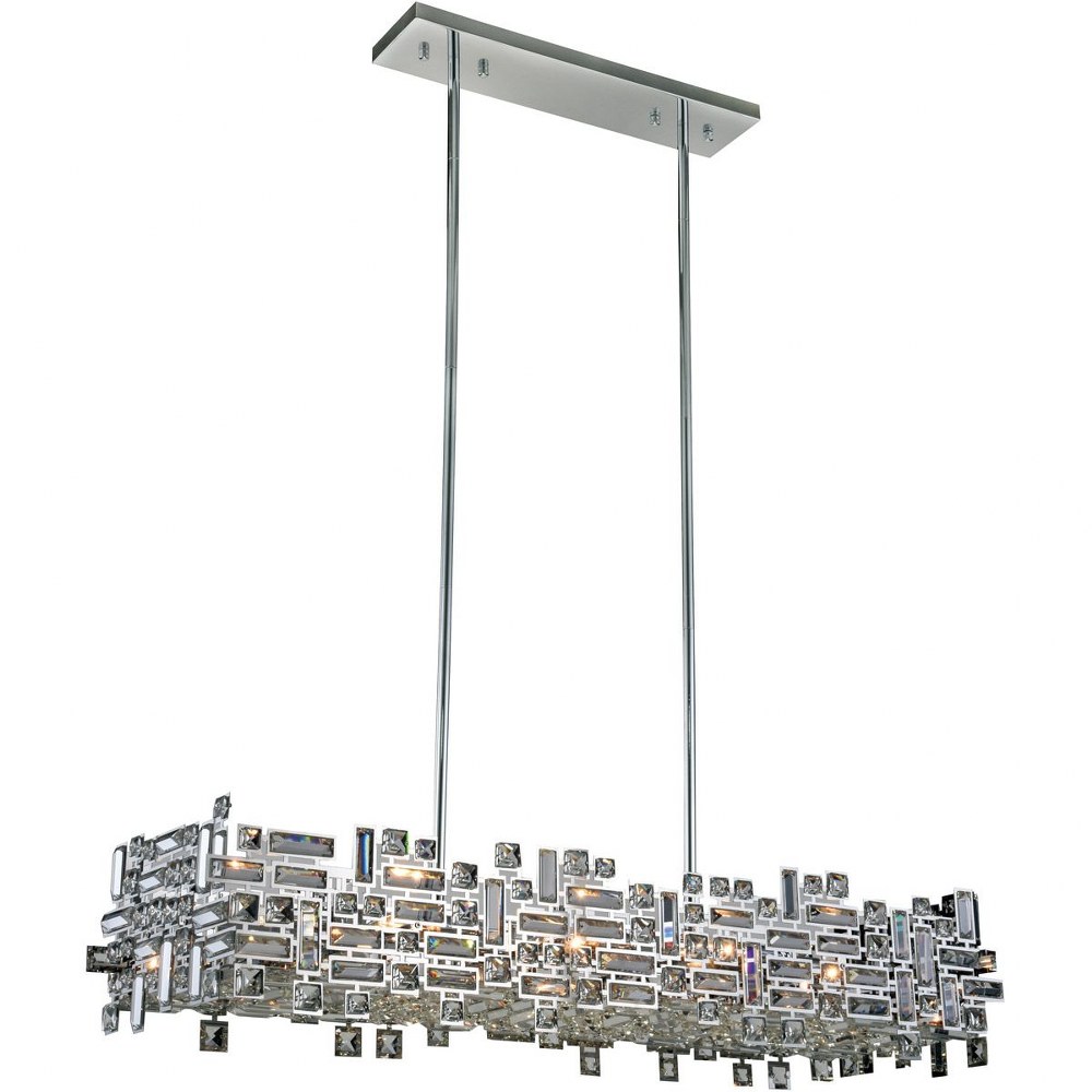 Elegant Lighting-V2100G44C/RC-Picasso - Eight Light Pendant   Chrome Finish with Clear Royal Cut Crystal