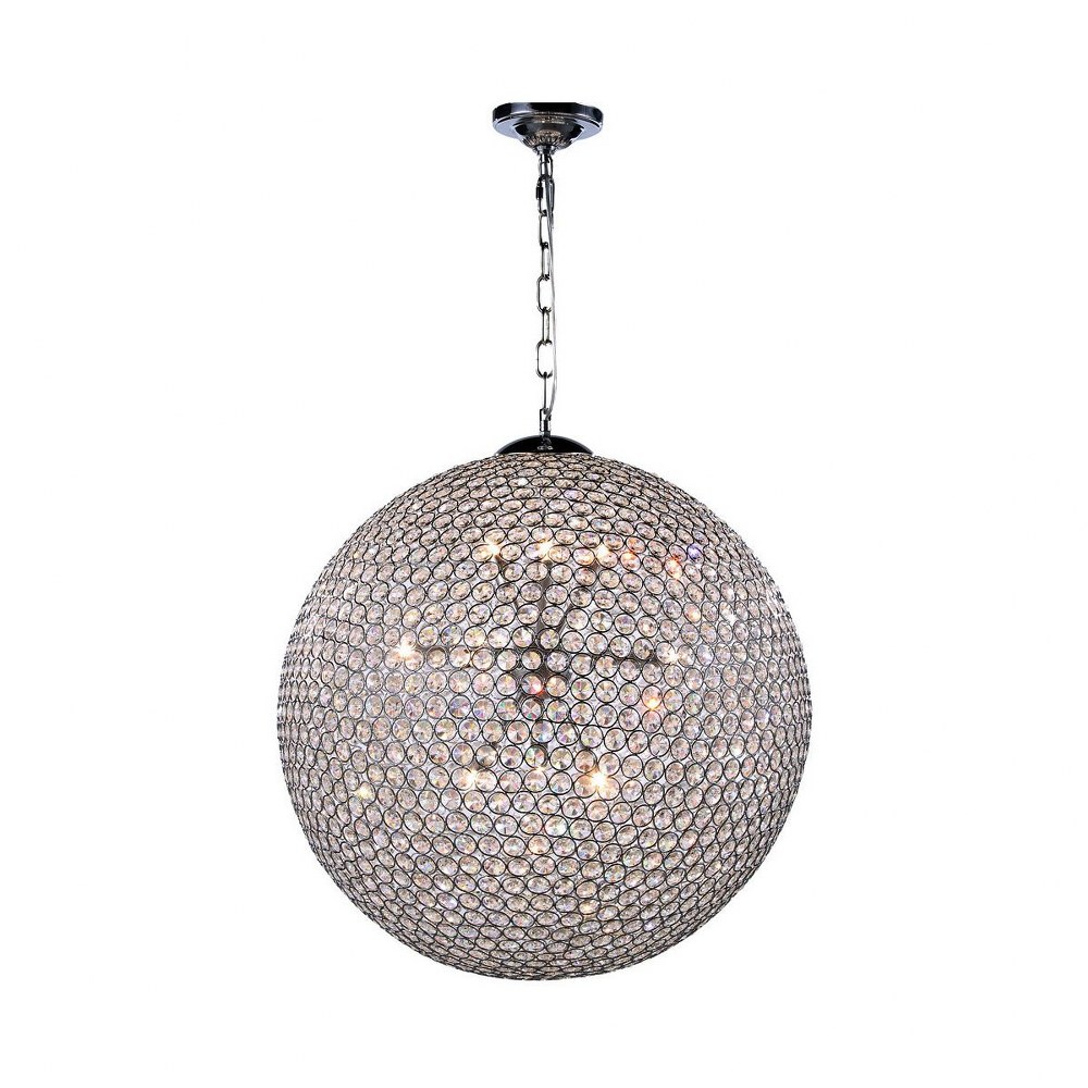 Elegant Lighting-V2102D24C/RC-Cabaret - Twelve Light Pendant   Chrome Finish with Clear Royal Cut Crystal