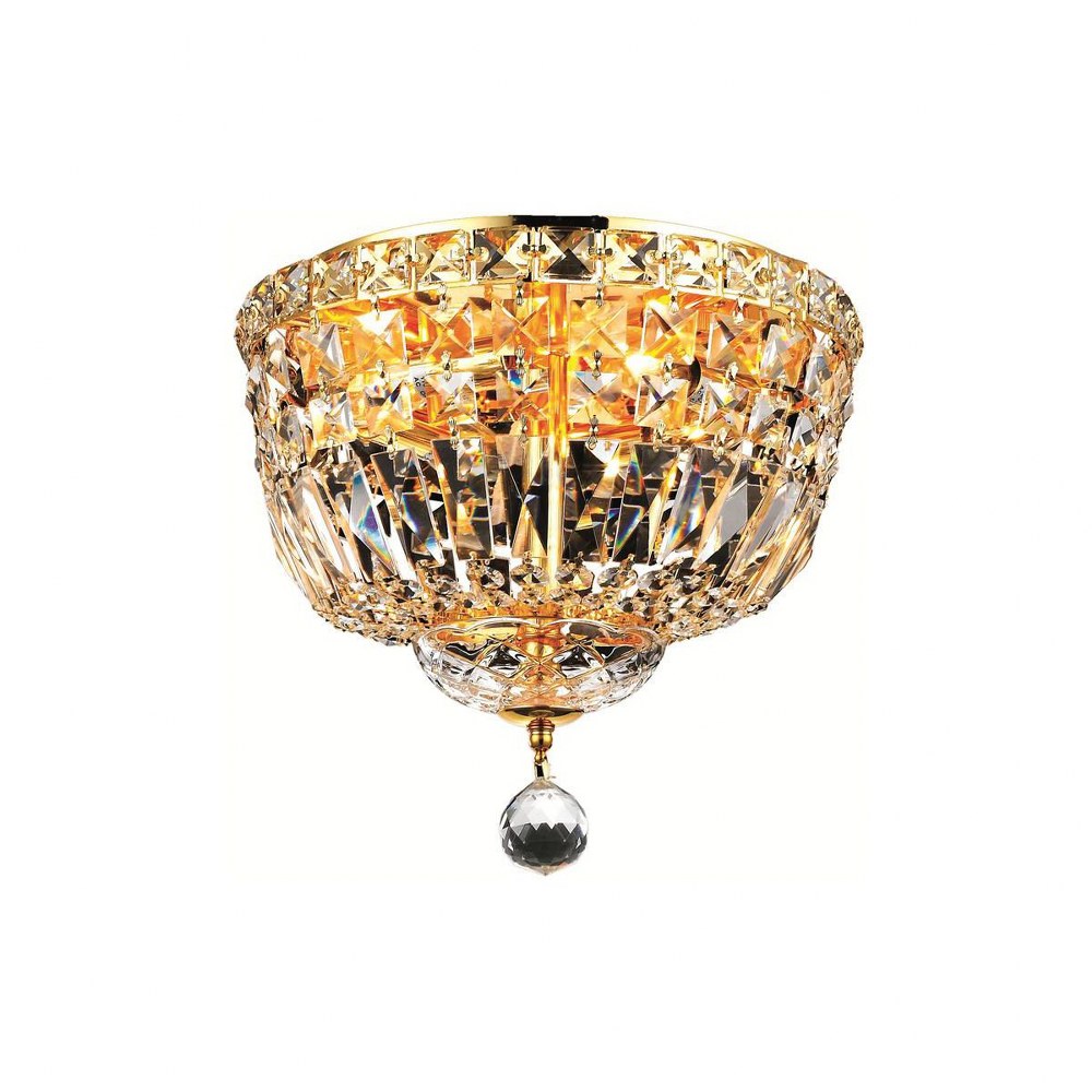 Elegant Lighting-V2528F12G/RC-Tranquil - Four Light Flush Mount Royal Cut Gold Chrome Finish