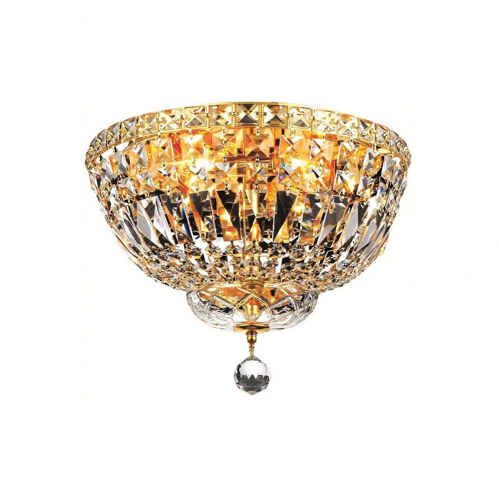 Elegant Lighting-V2528F14G/RC-Tranquil - Four Light Flush Mount Royal Cut Gold Chrome Finish