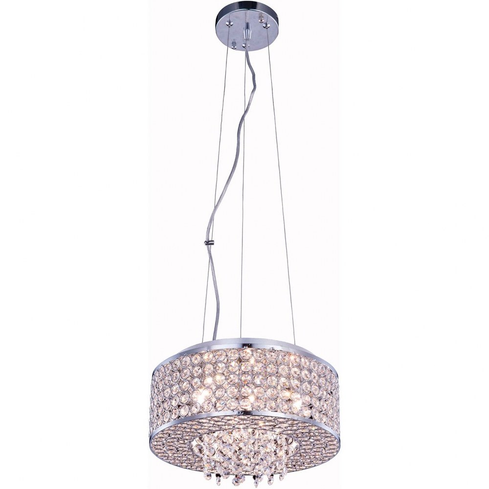 Elegant Lighting-V2914D12C/RC-Amelie - Four Light Pendant   Chrome Finish with Clear Royal Cut Crystal