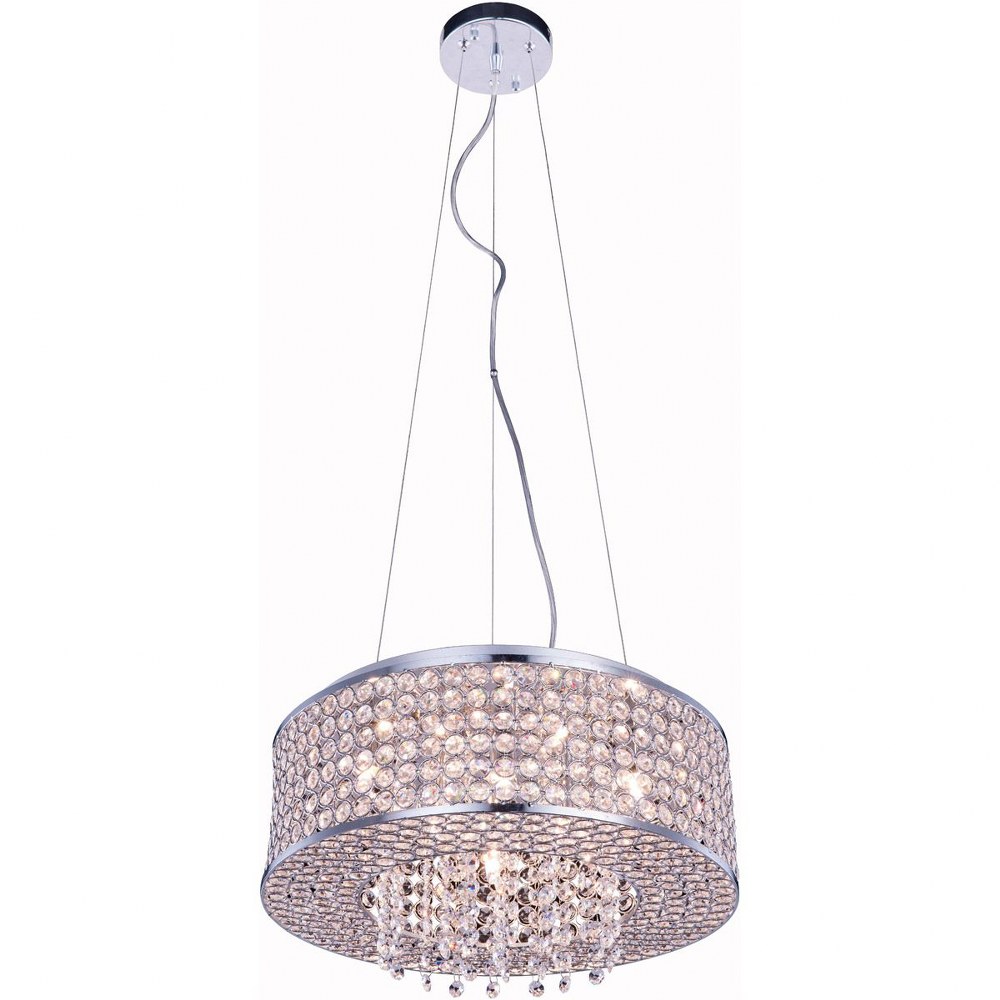 Elegant Lighting-V2914D16C/RC-Amelie - Six Light Pendant   Chrome Finish with Clear Royal Cut Crystal