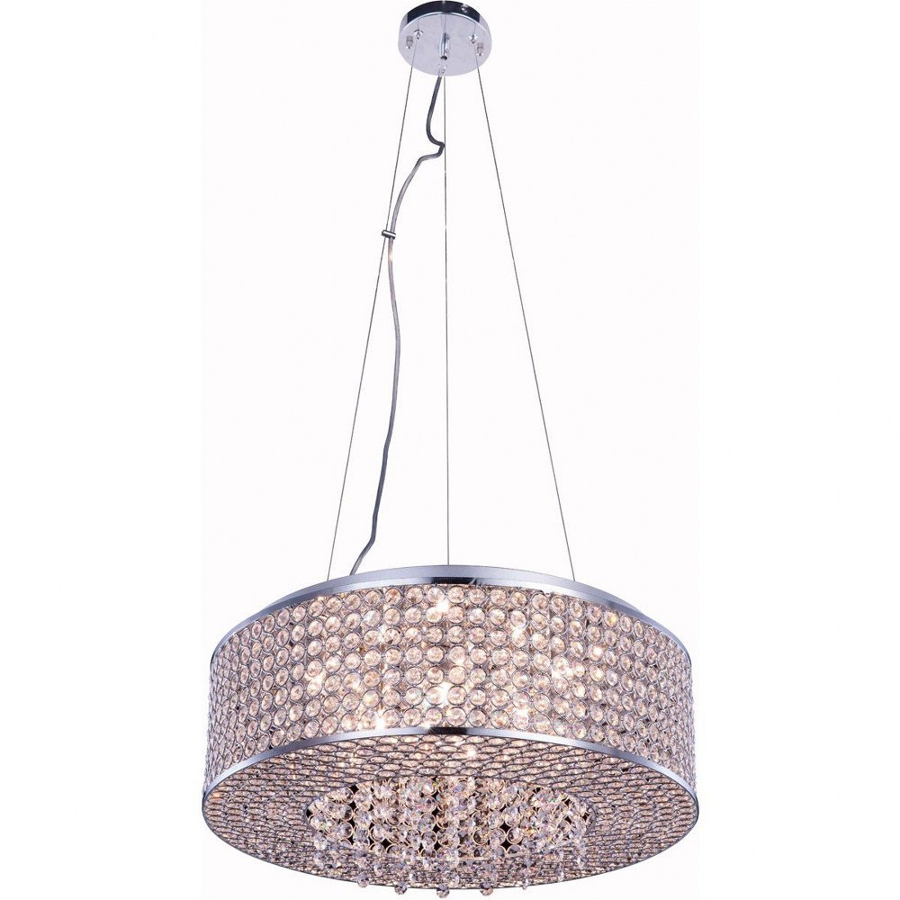 Elegant Lighting-V2914D20C/RC-Amelie - Eight Light Pendant   Chrome Finish with Clear Royal Cut Crystal