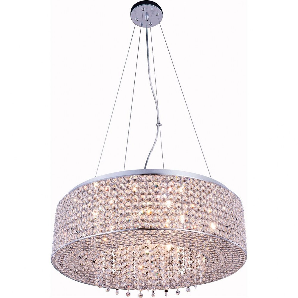 Elegant Lighting-V2914D24C/RC-Amelie - Ten Light Pendant   Chrome Finish with Clear Royal Cut Crystal