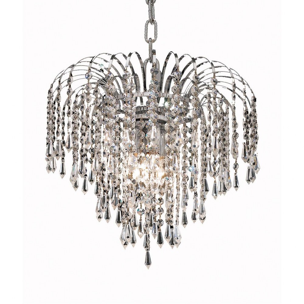 Elegant Lighting-V6801D14C/RC-Falls - Three Light Pendant Chrome Royal Cut Chrome Finish