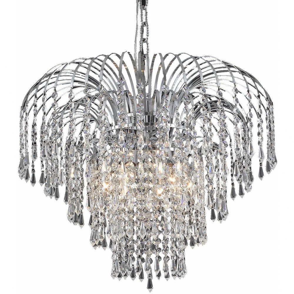 Elegant Lighting-V6801D21C/RC-Falls - Six Light Chandelier Royal Cut Chrome Chrome Finish