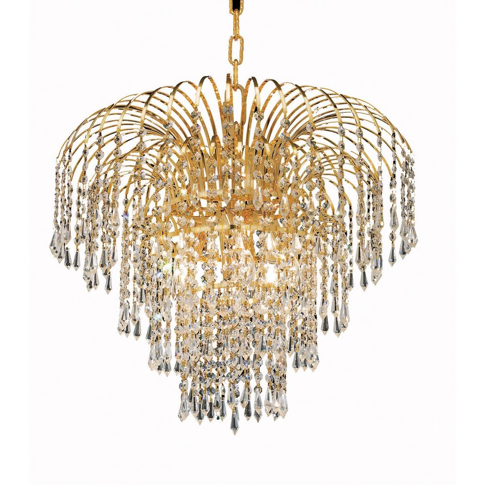 Elegant Lighting-V6801D21G/RC-Falls - Six Light Chandelier Royal Cut Gold Chrome Finish