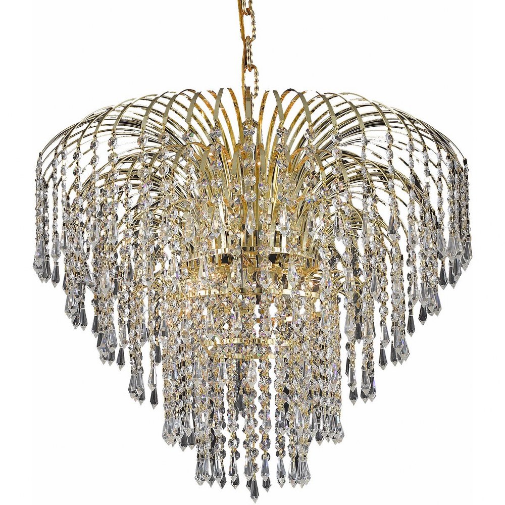 Elegant Lighting-V6801D25G/RC-Falls - Six Light Chandelier Royal Cut Gold Chrome Finish