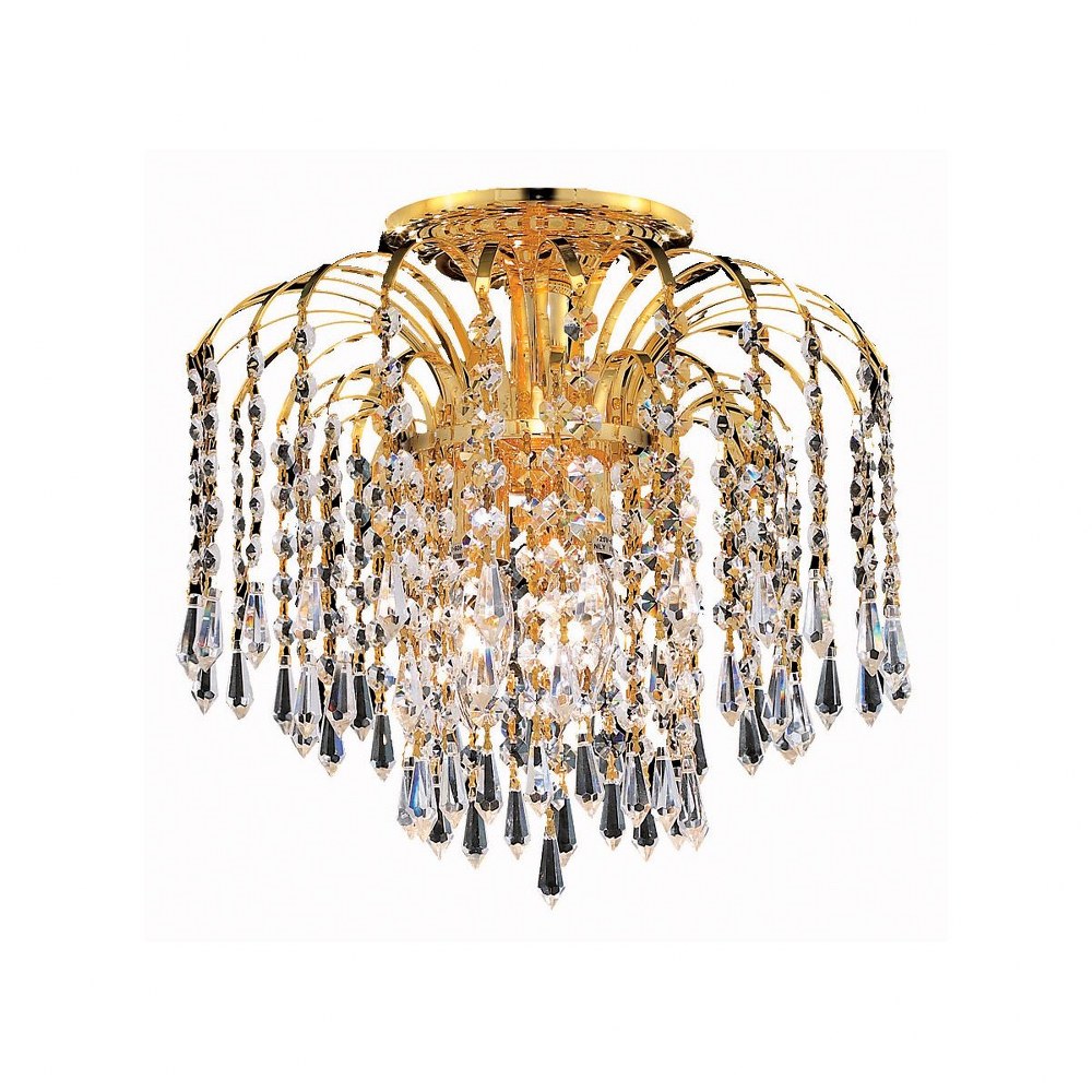 Elegant Lighting-V6801F16G/RC-Falls - Four Light Flush Mount Royal Cut Gold Chrome Finish