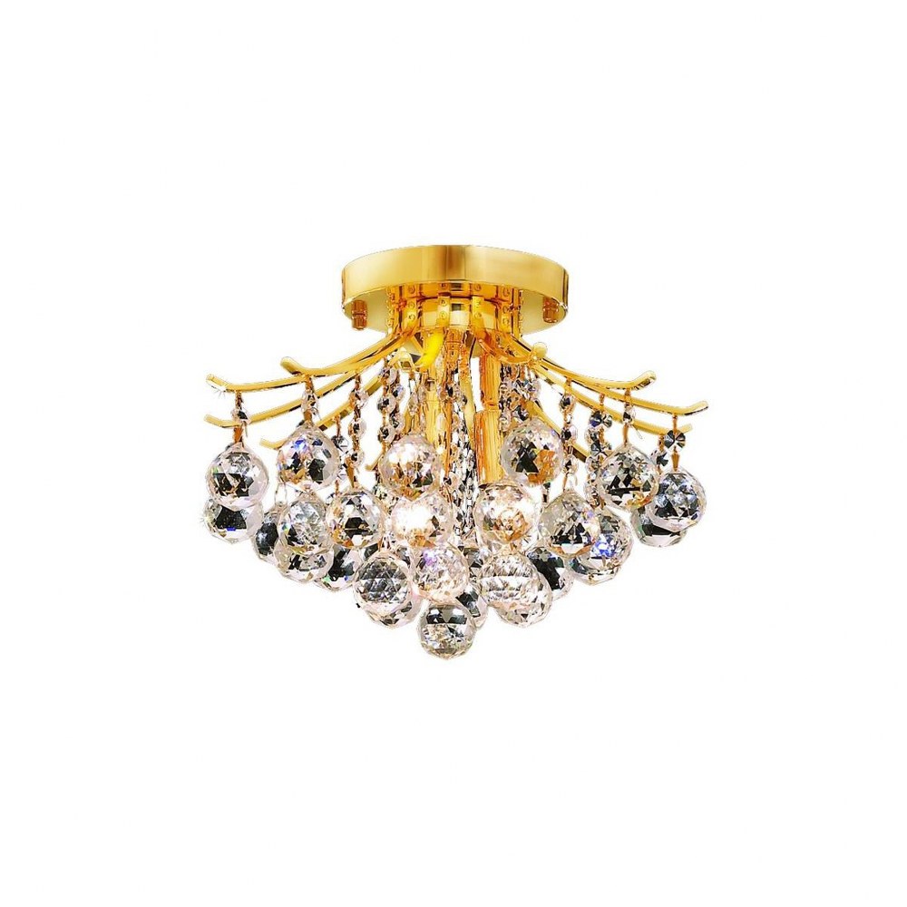 Elegant Lighting-V8000F12G/RC-Toureg - Three Light Flush Mount Royal Cut Gold Chrome Finish