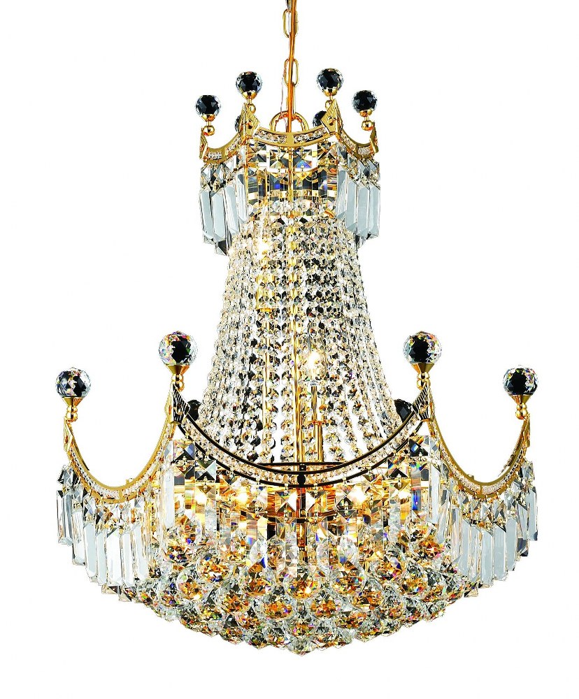 Elegant Lighting-V8949D20G/RC-Corona - Nine Light Chandelier Royal Cut Gold Chrome Finish