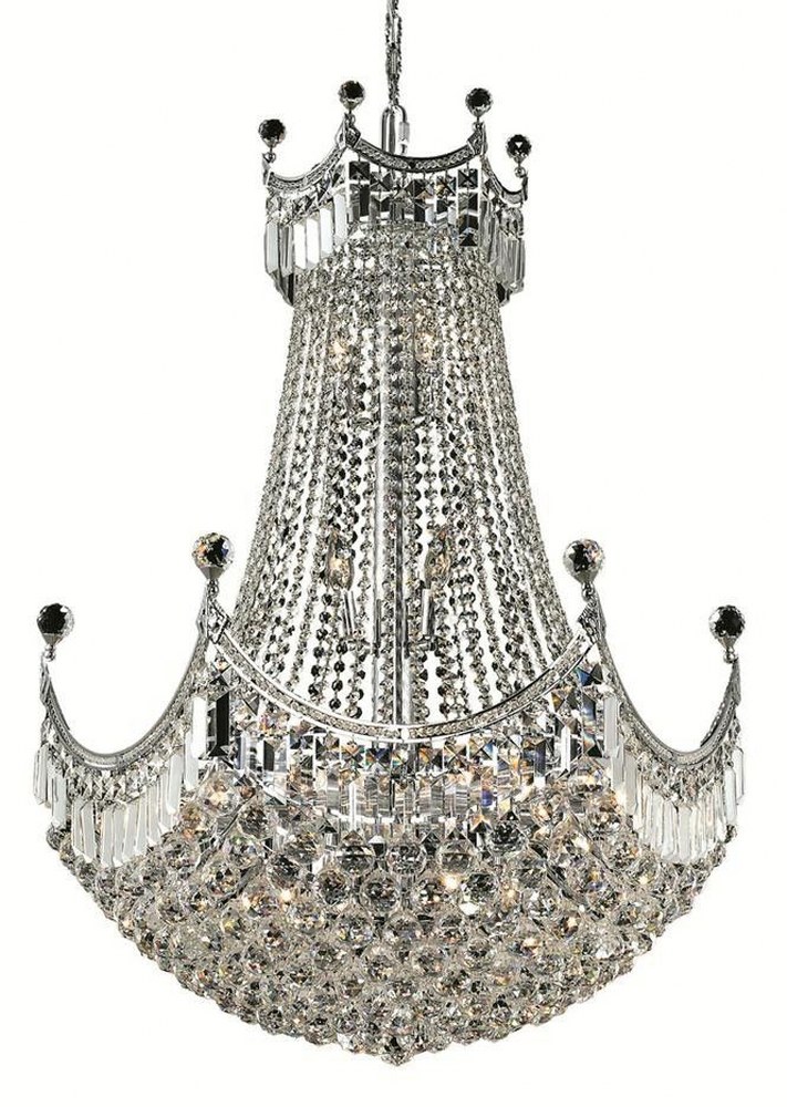 Elegant Lighting-V8949D30C/RC-Corona - Twenty-Four Light Chandelier Royal Cut Chrome Chrome Finish