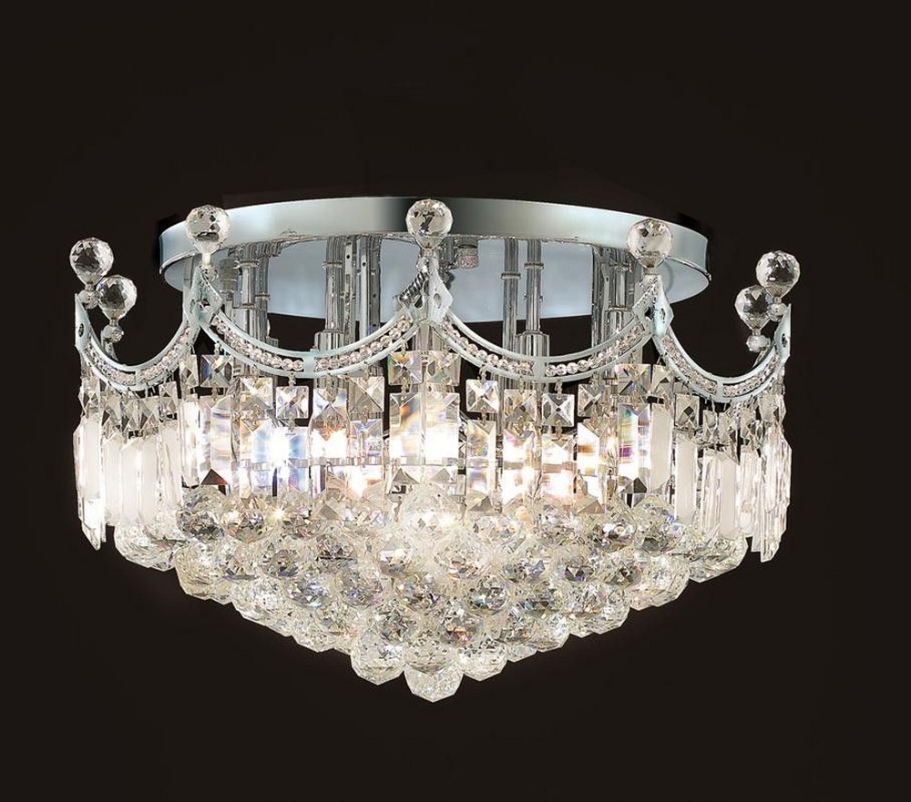 Elegant Lighting-V8949F20C/RC-Corona - Nine Light Flush Mount Royal Cut Chrome Chrome Finish