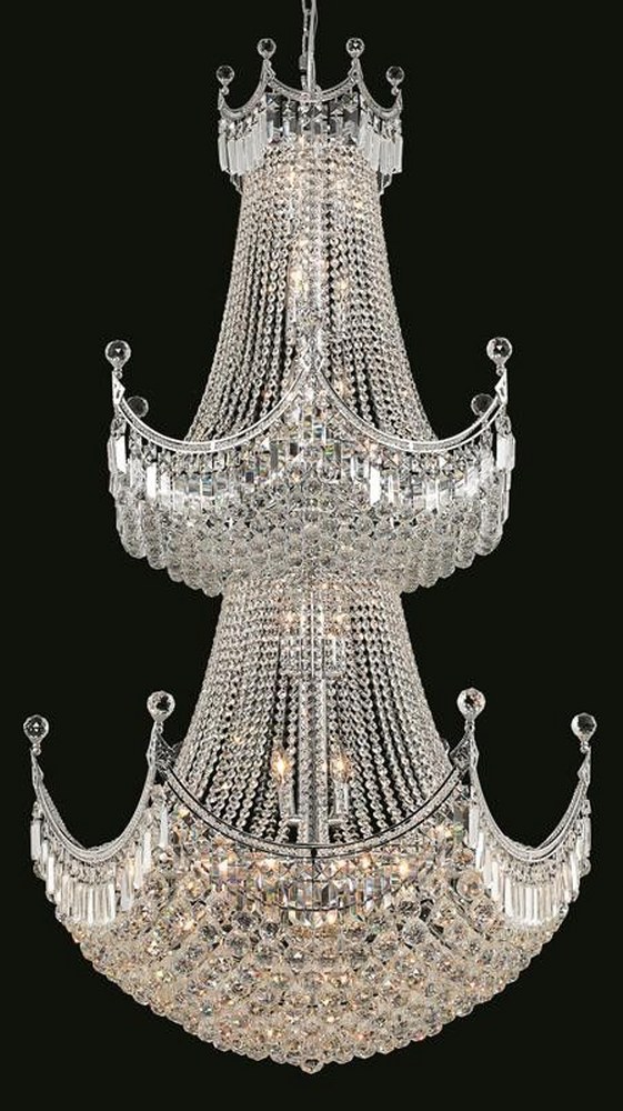 Elegant Lighting-V8949G36C/RC-Corona - Thirty-Six Light Chandelier Royal Cut Chrome Chrome Finish