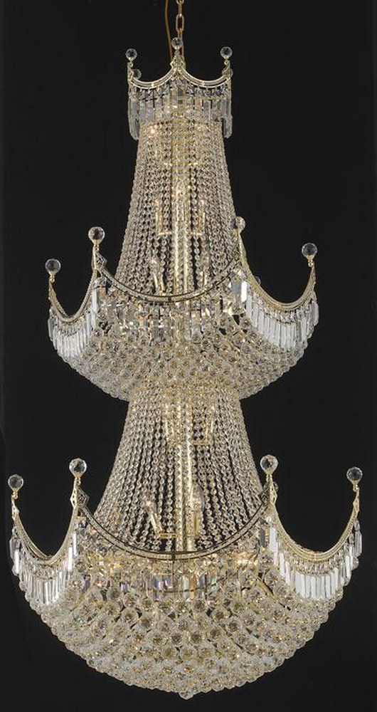 Elegant Lighting-V8949G36G/RC-Corona - Thirty-Six Light Chandelier Royal Cut Gold Chrome Finish