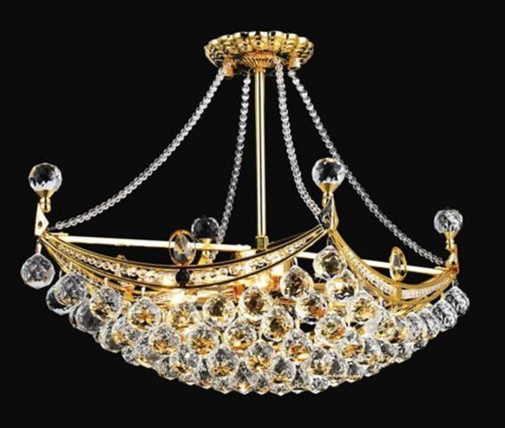 Elegant Lighting-V9800D24G/RC-Corona - Six Light Chandelier Royal Cut Gold Chrome Finish