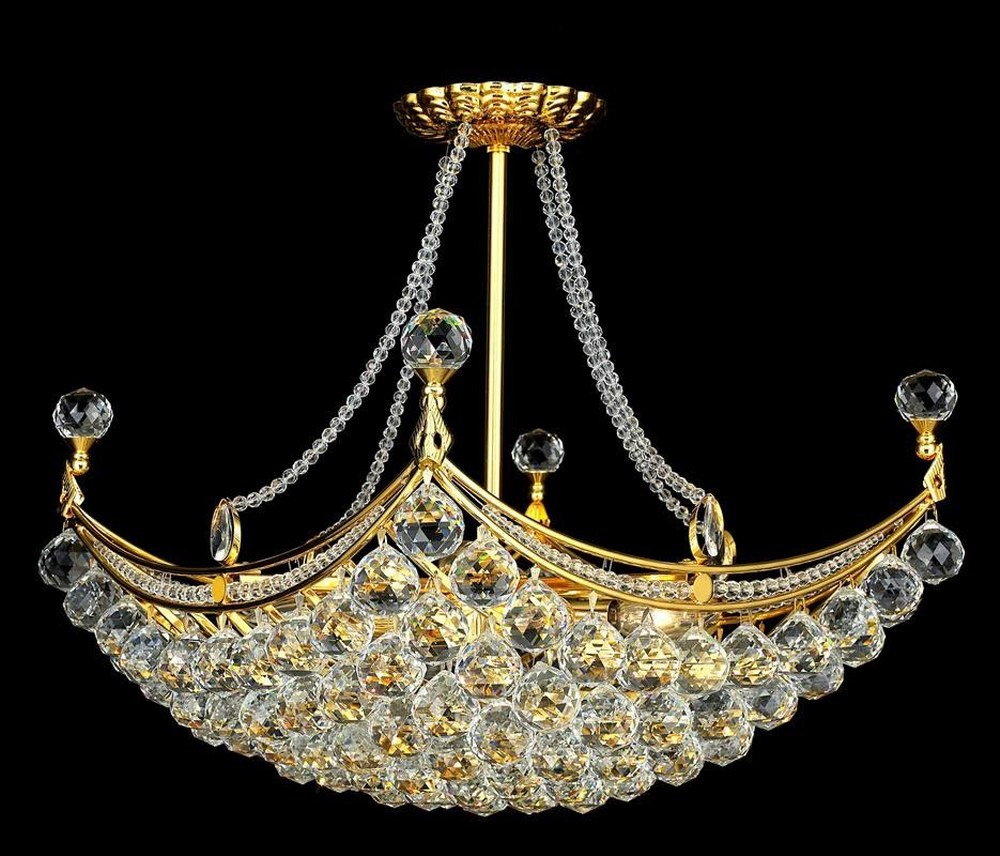 Elegant Lighting-V9800D28G/RC-Corona - Eight Light Chandelier Royal Cut Gold Chrome Finish