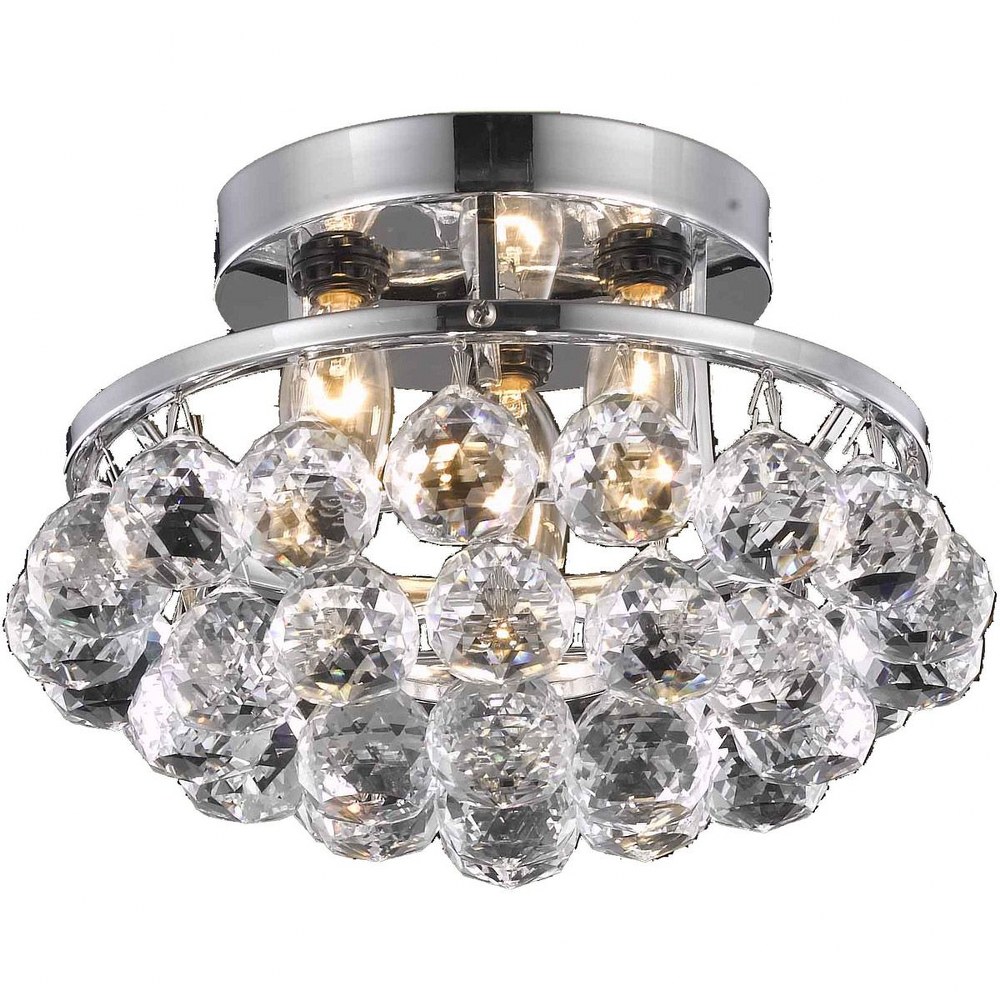 Elegant Lighting-V9805F10C/RC-Corona - Three Light Flush Mount Royal Cut Chrome Chrome Finish