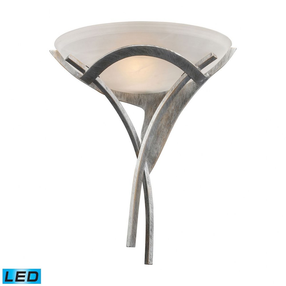 Elk Lighting-001-TS-LED-Aurora - 9.5W 1 LED Wall Sconce in Transitional Style with Art Deco and Southwestern inspirations - 18 Inches tall and 16 inches wide   Tarnished Silver Finish with White Faux-