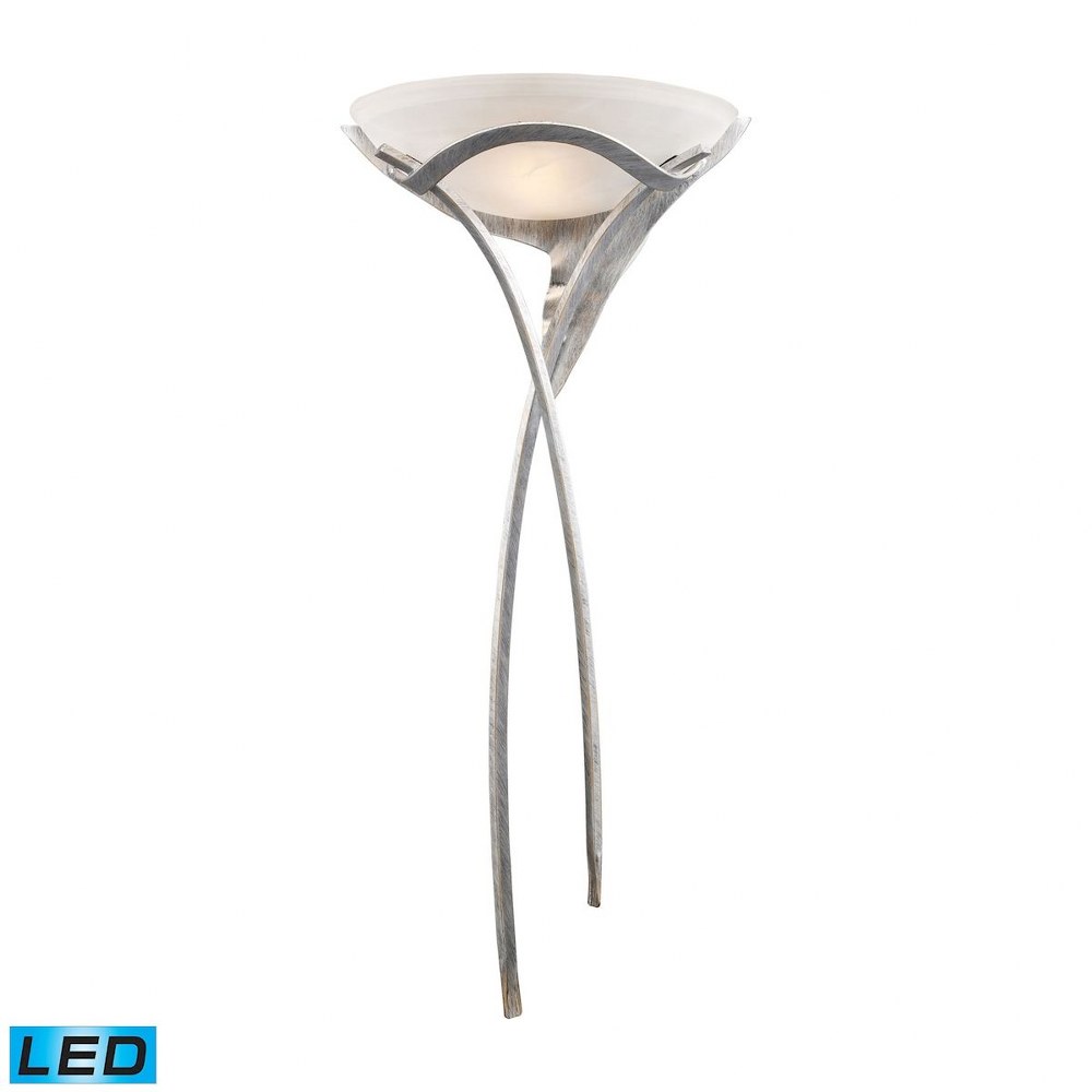 Elk Lighting-002-TS-LED-Aurora - 9.5W 1 LED Wall Sconce in Transitional Style with Art Deco and Southwestern inspirations - 38 Inches tall and 16 inches wide   Tarnished Silver Finish with White Faux-