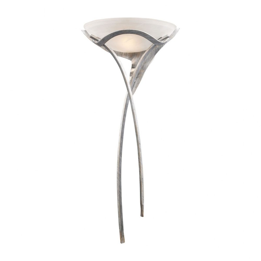 Elk Lighting-002-TS-Aurora - 1 Light Wall Sconce in Transitional Style with Art Deco and Southwestern inspirations - 38 Inches tall and 16 inches wide   Tarnished Silver Finish with White Faux-Alabast