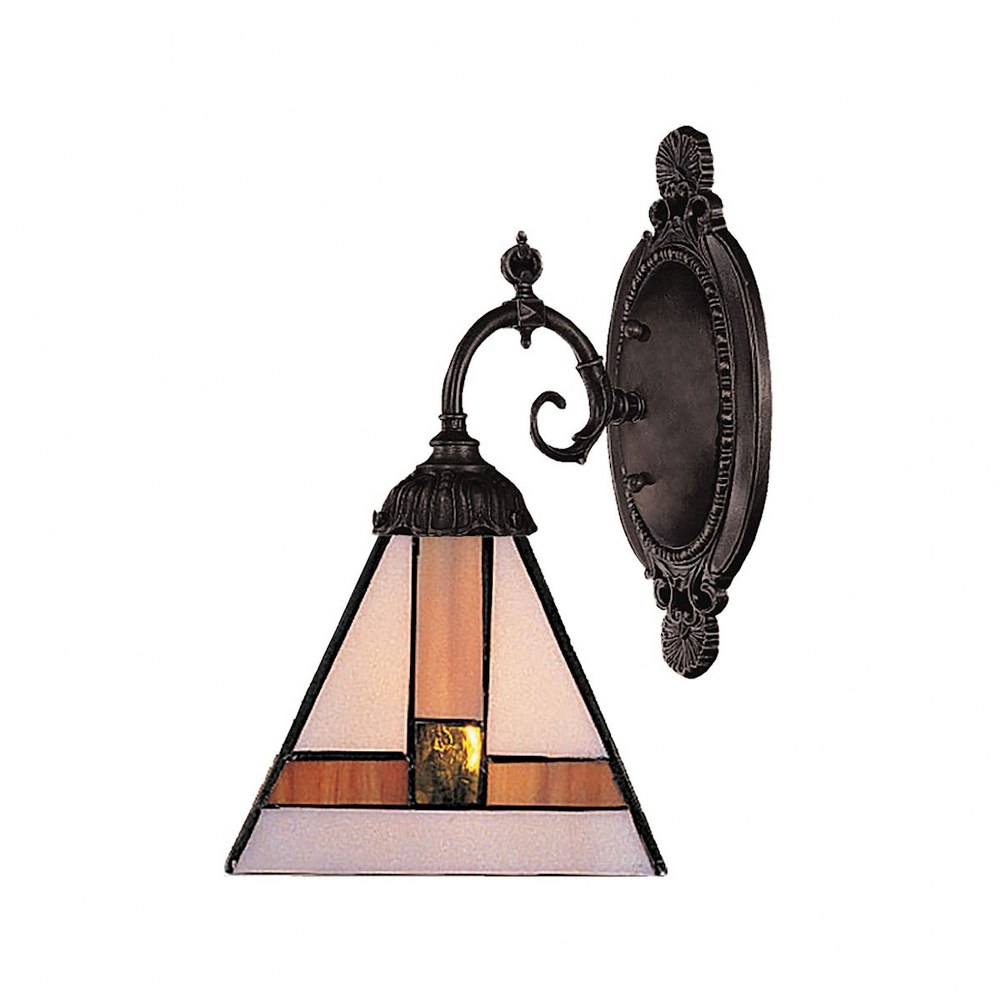 Elk Lighting-071-TB-01-Mix-N-Match - 1 Light Wall Sconce in Traditional Style with Victorian and Vintage Charm inspirations - 10 Inches tall and 4.5 inches wide   Tiffany Bronze Finish with Tiffany Gl