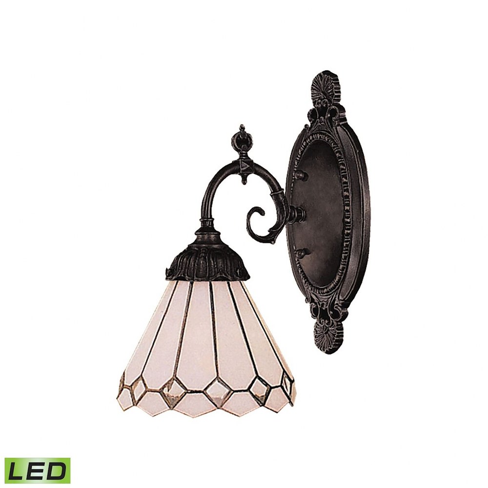 Elk Lighting-071-TB-04-LED-Mix- 9.5W 1 LED Wall Sconce in Traditional Style with Victorian and Vintage Charm inspirations - 10 Inches tall and 4.5 inches wide   Tiffany Bronze Finish with Tiffany Glas