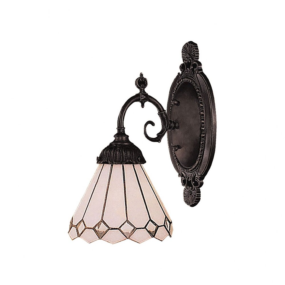 Elk Lighting-071-TB-04-Mix-N-Match - 1 Light Wall Sconce in Traditional Style with Victorian and Vintage Charm inspirations - 10 Inches tall and 4.5 inches wide   Tiffany Bronze Finish with Tiffany Gl