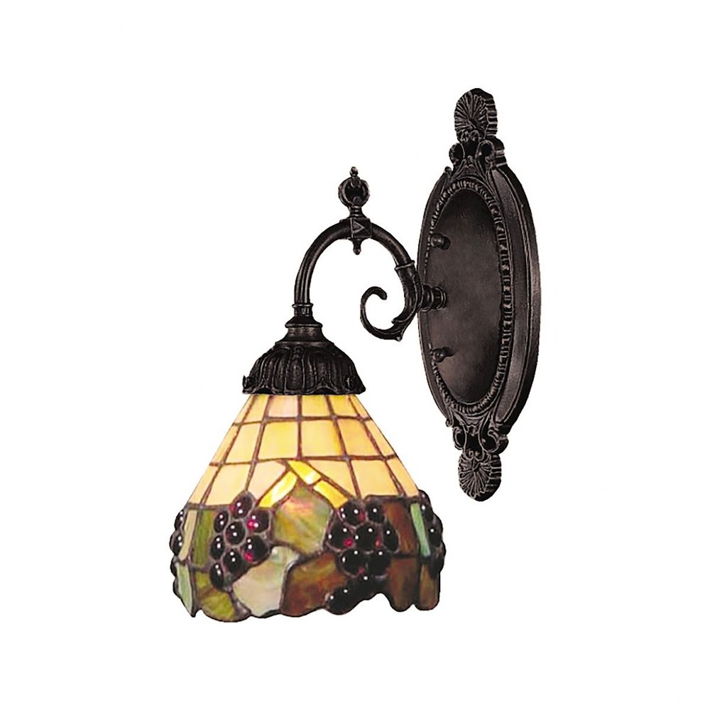 Elk Lighting-071-TB-07-Mix-N-Match - 1 Light Wall Sconce in Traditional Style with Victorian and Vintage Charm inspirations - 10 Inches tall and 4.5 inches wide   Tiffany Bronze Finish with Tiffany Gl