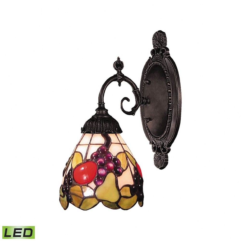 Elk Lighting-071-TB-19-LED-Mix- 9.5W 1 LED Wall Sconce in Traditional Style with Victorian and Vintage Charm inspirations - 10 Inches tall and 4.5 inches wide   Tiffany Bronze Finish with Tiffany Glas