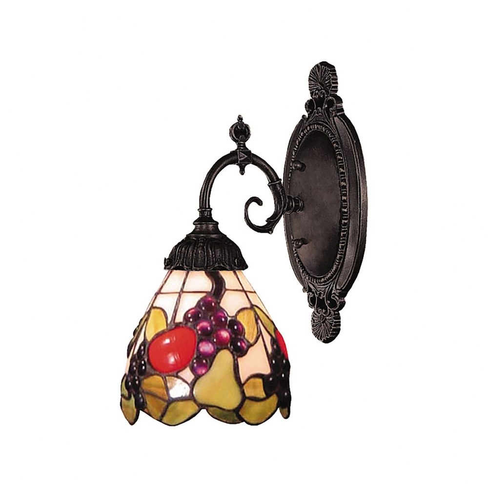 Elk Lighting-071-TB-19-Mix-N-Match - 1 Light Wall Sconce in Traditional Style with Victorian and Vintage Charm inspirations - 10 Inches tall and 4.5 inches wide   Tiffany Bronze Finish with Tiffany Gl