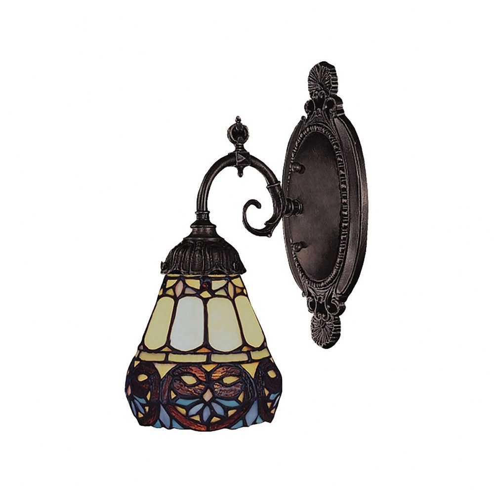 Elk Lighting-071-TB-21-Mix-N-Match - 1 Light Wall Sconce in Traditional Style with Victorian and Vintage Charm inspirations - 10 Inches tall and 4.5 inches wide   Tiffany Bronze Finish with Tiffany Gl