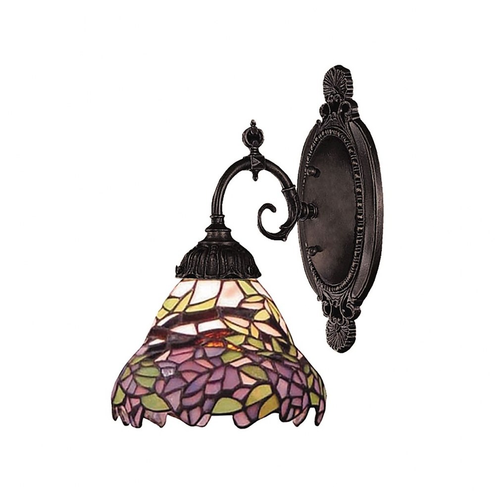 Elk Lighting-071-TB-28-Mix-N-Match - 1 Light Wall Sconce in Traditional Style with Victorian and Vintage Charm inspirations - 10 Inches tall and 4.5 inches wide   Tiffany Bronze Finish with Tiffany Gl