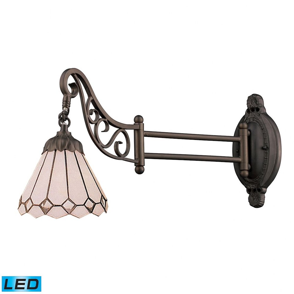 Elk Lighting-079-TB-04-LED-Mix- 9.5W 1 LED Swingarm Wall Sconce in Traditional Style with Victorian and Vintage Charm inspirations - 12 Inches tall and 7 inches wide   Tiffany Bronze Finish with Tiffa