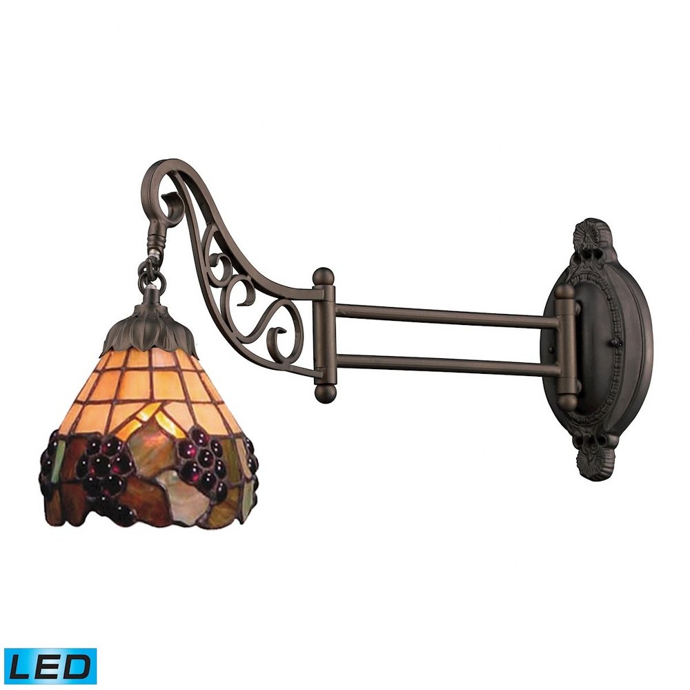 Elk Lighting-079-TB-07-LED-Mix- 9.5W 1 LED Swingarm Wall Sconce in Traditional Style with Victorian and Vintage Charm inspirations - 12 Inches tall and 7 inches wide   Tiffany Bronze Finish with Tiffa
