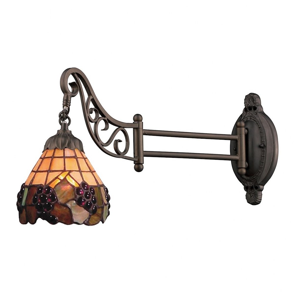 Elk Lighting-079-TB-07-Mix-N-Match - 1 Light Swingarm Wall Sconce in Traditional Style with Victorian and Vintage Charm inspirations - 12 Inches tall and 7 inches wide   Tiffany Bronze Finish with Tif