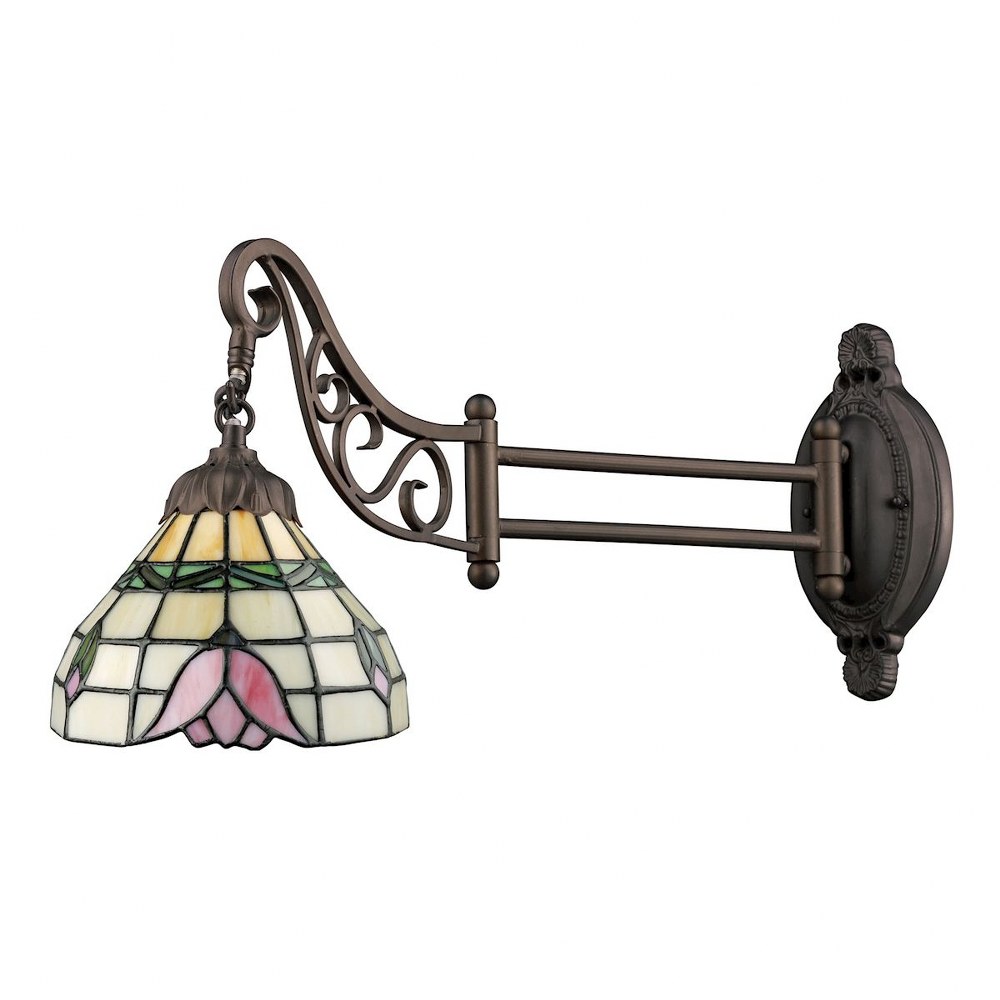 Elk Lighting-079-TB-09-Mix-N-Match - 1 Light Swingarm Wall Sconce in Traditional Style with Victorian and Vintage Charm inspirations - 12 Inches tall and 7 inches wide   Tiffany Bronze Finish with Tif