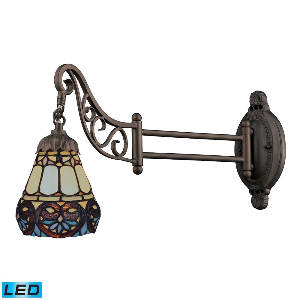 Elk Lighting-079-TB-21-LED-Mix- 9.5W 1 LED Swingarm Wall Sconce in Traditional Style with Victorian and Vintage Charm inspirations - 12 Inches tall and 7 inches wide   Tiffany Bronze Finish with Tiffa