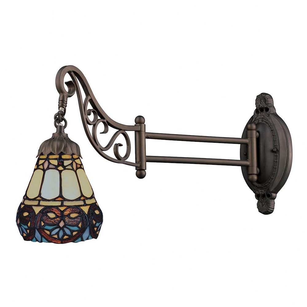 Elk Lighting-079-TB-21-Mix-N-Match - 1 Light Swingarm Wall Sconce in Traditional Style with Victorian and Vintage Charm inspirations - 12 Inches tall and 7 inches wide   Tiffany Bronze Finish with Tif