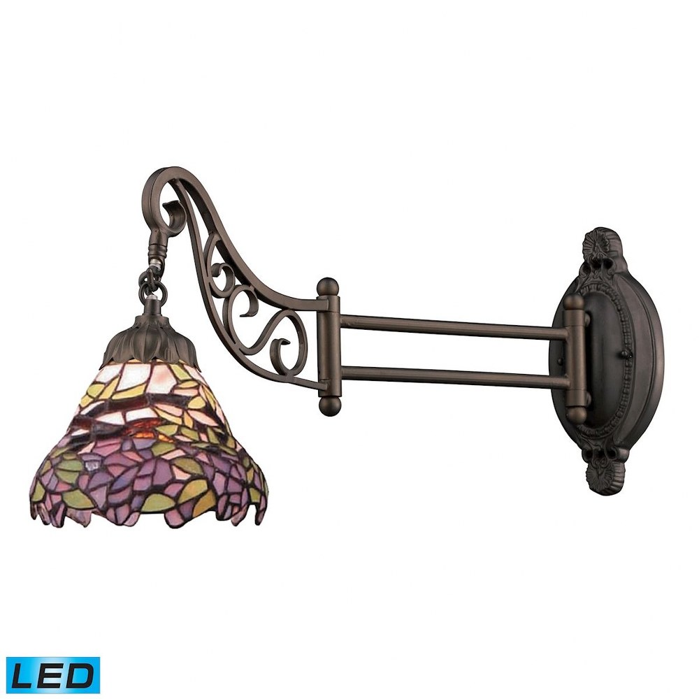 Elk Lighting-079-TB-28-LED-Mix- 9.5W 1 LED Swingarm Wall Sconce in Traditional Style with Victorian and Vintage Charm inspirations - 12 Inches tall and 7 inches wide   Tiffany Bronze Finish with Tiffa