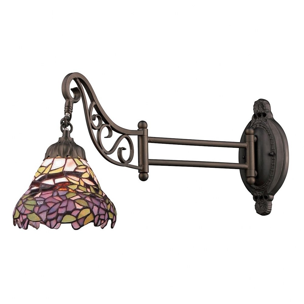 Elk Lighting-079-TB-28-Mix-N-Match - 1 Light Swingarm Wall Sconce in Traditional Style with Victorian and Vintage Charm inspirations - 12 Inches tall and 7 inches wide   Tiffany Bronze Finish with Tif