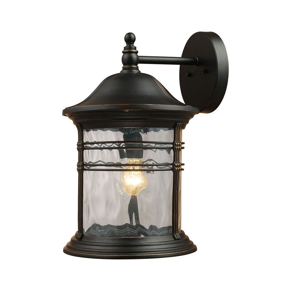 Elk Lighting-08163-MBG-Madison - 1 Light Outdoor Wall Lantern in Traditional Style with Southwestern and Country/Cottage inspirations - 18 Inches tall and 11 inches wide   Matte Black Finish with Clea