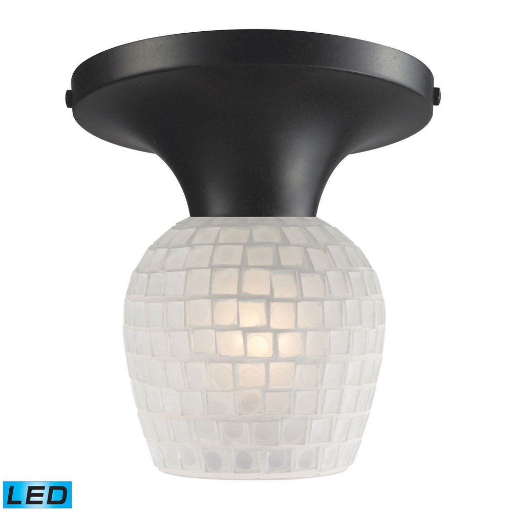 Elk Lighting-10152/1DR-WHT-LED-Celina - 1 Light Semi-Flush Mount in Transitional Style with Boho and Eclectic inspirations - 9 Inches tall and 7 inches wide Dark Rust White Mosaic Standard Canopy