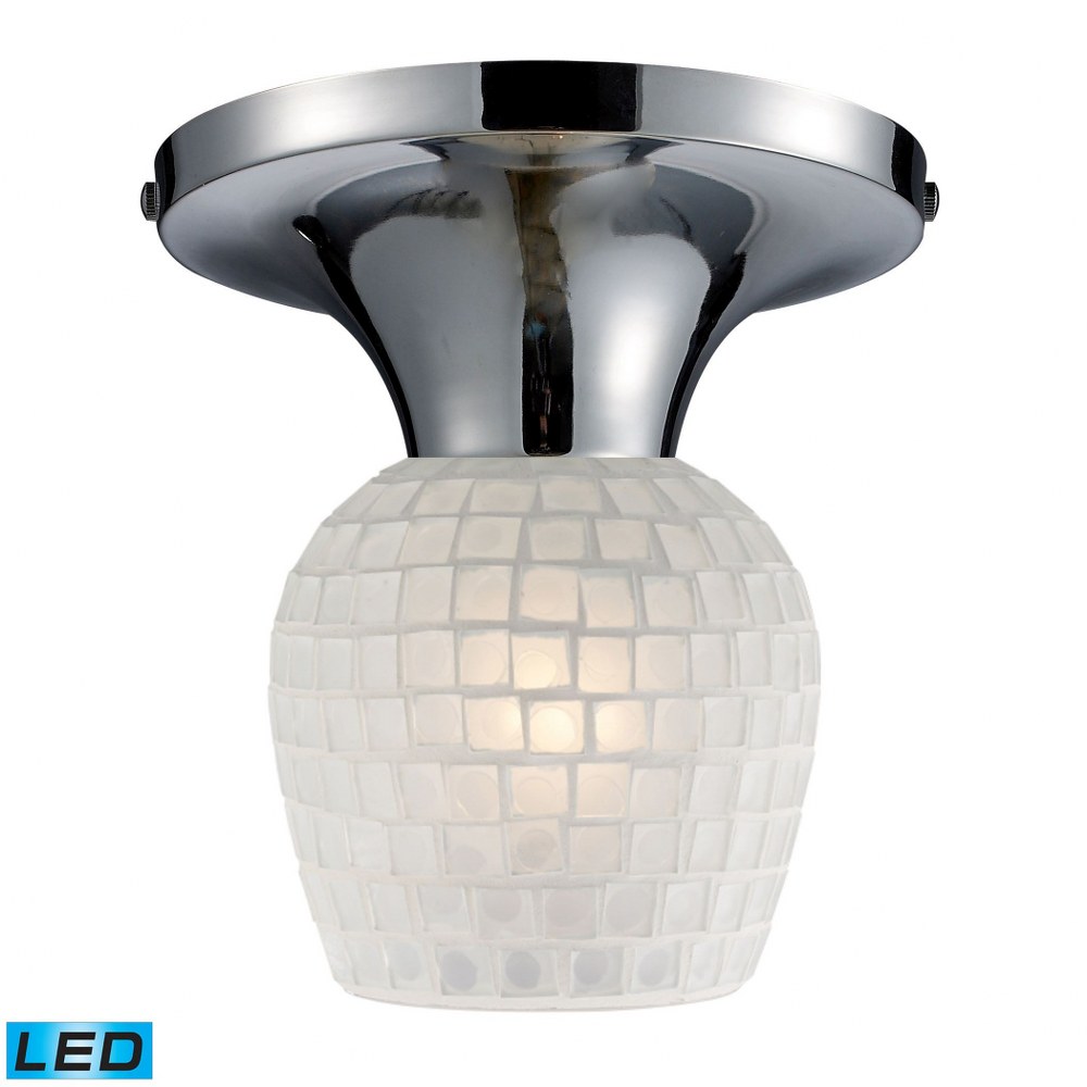 Elk Lighting-10152/1PC-WHT-LED-Celina - 1 Light Semi-Flush Mount in Transitional Style with Boho and Eclectic inspirations - 9 Inches tall and 7 inches wide Polished Chrome White Mosaic Standard Canop