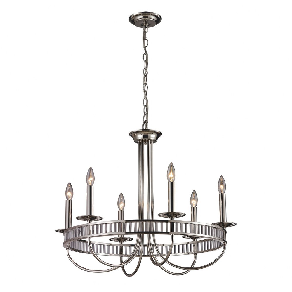 Elk Lighting-10231/6-Braxton - 6 Light Chandelier in Transitional Style with Art Deco and Luxe/Glam inspirations - 32 Inches tall and 29 inches wide   Polished Chrome Finish