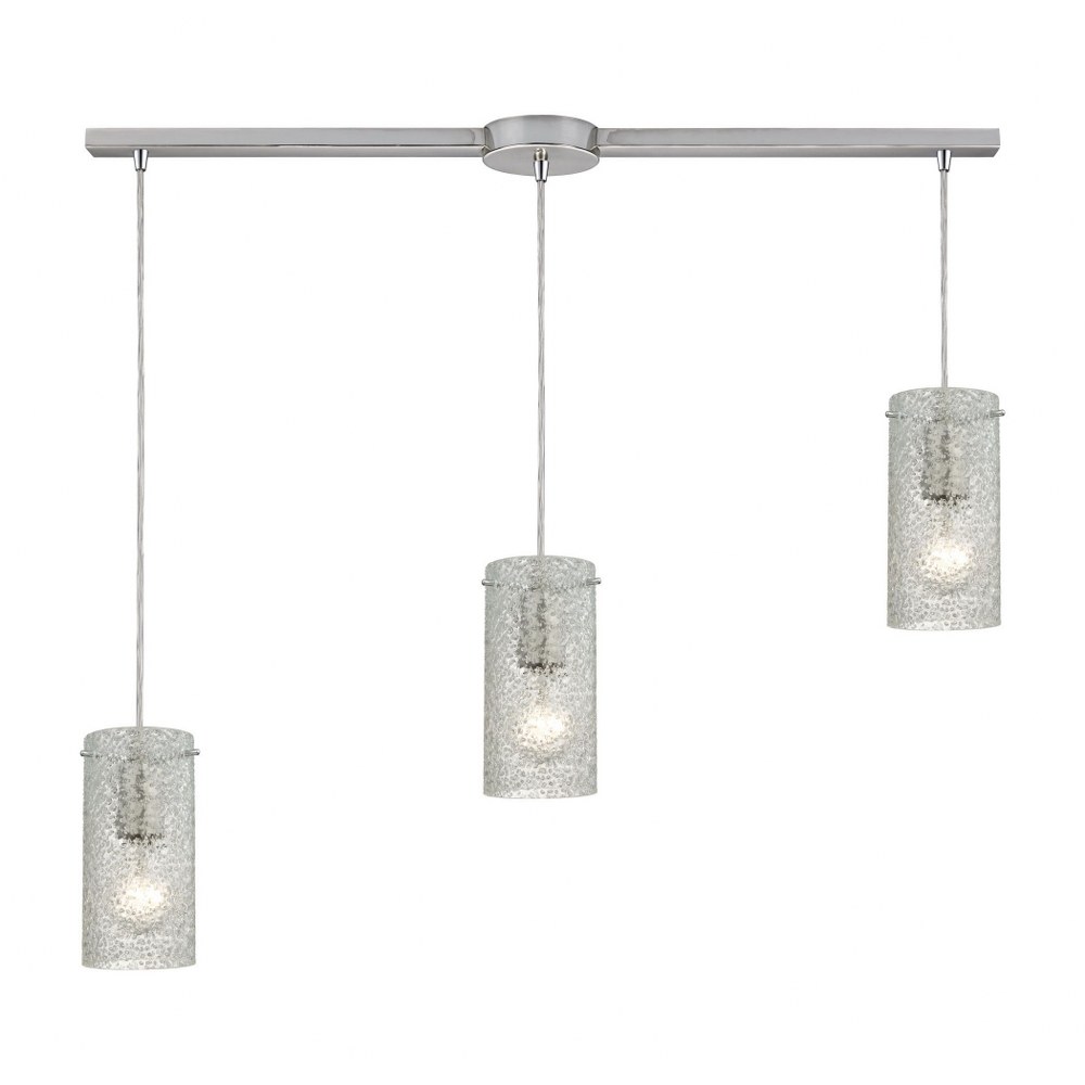 Elk Lighting-10242/3L-CL-Ice Fragments - 3 Light Linear Pendant in Transitional Style with Coastal/Beach and Eclectic inspirations - 8 Inches tall and 5 inches wide   Satin Nickel Finish with Clear Gl