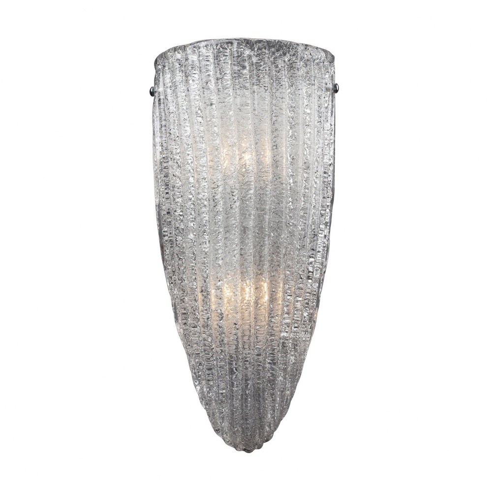 Elk Lighting-10270/2-Luminese - 2 Light Wall Sconce in Traditional Style with Luxe/Glam and Art Deco inspirations - 14 Inches tall and 7 inches wide   Satin Nickel Finish with Textured Clear Glass