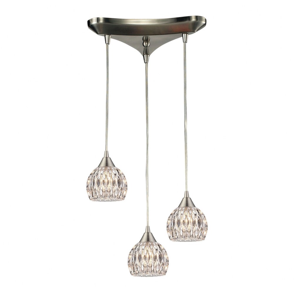 Elk Lighting-10342/3-Kersey - 3 Light Chandelier in Modern/Contemporary Style with Luxe/Glam and Boho inspirations - 6 Inches tall and 5 inches wide   Linear Port Canopy