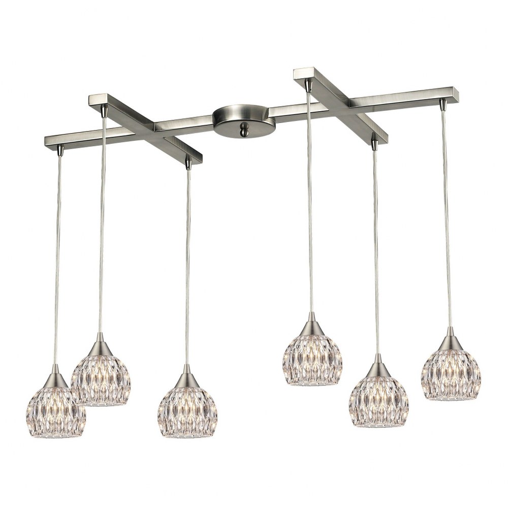 Elk Lighting-10342/6-Kersey - 6 Light Chandelier in Modern/Contemporary Style with Luxe/Glam and Boho inspirations - 6 Inches tall and 9 inches wide   Rectangular Canopy